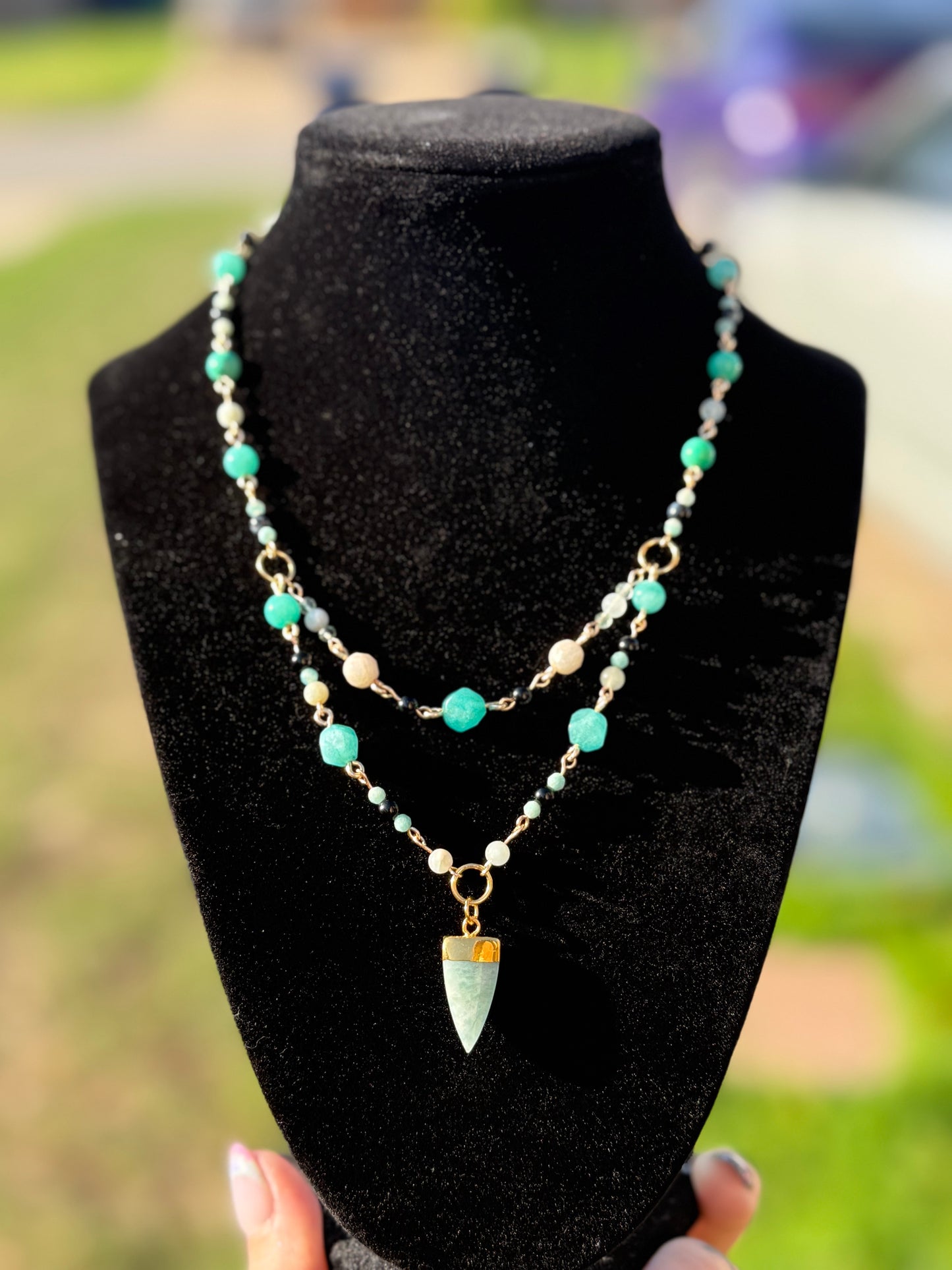 Aquamarine Shark Tooth Necklace