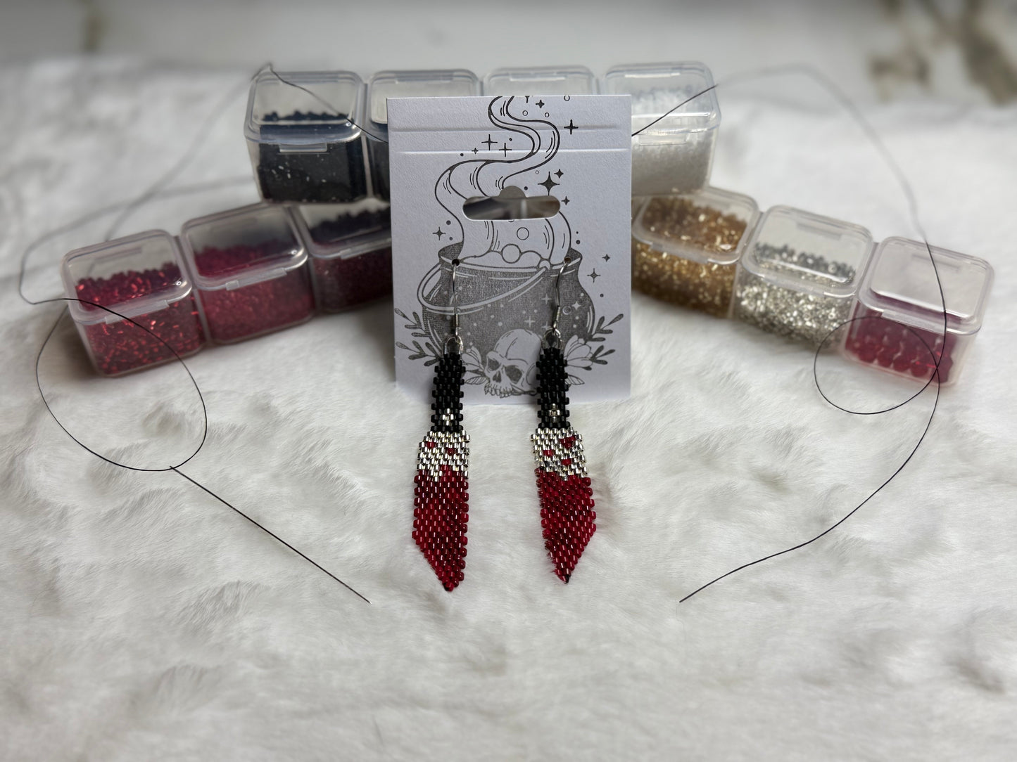 Beaded Knife Earrings