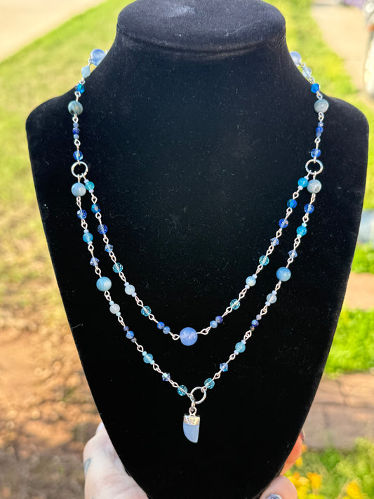 Blue Opal Tiger Claw Necklace