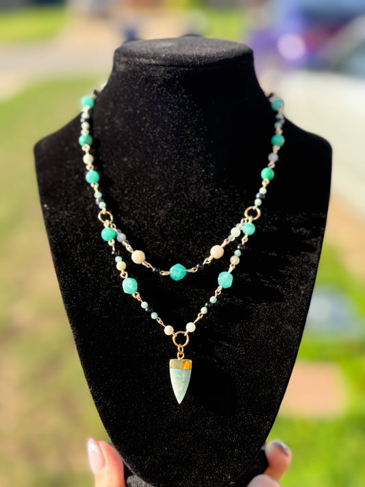 Aquamarine Shark Tooth Necklace