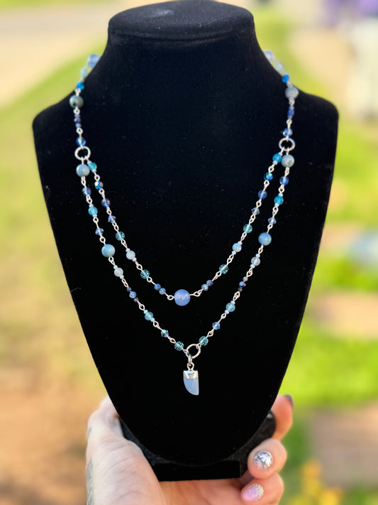 Blue Opal Tiger Claw Necklace