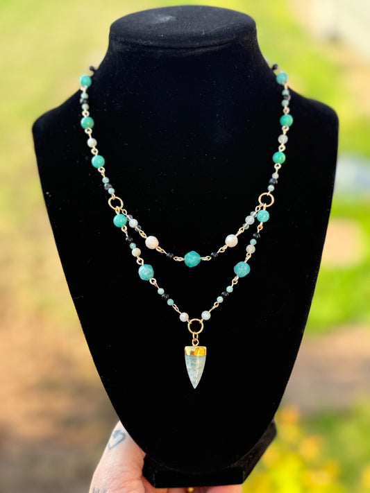 Aquamarine Shark Tooth Necklace