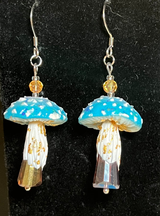Blue Crystal Shroom Earring