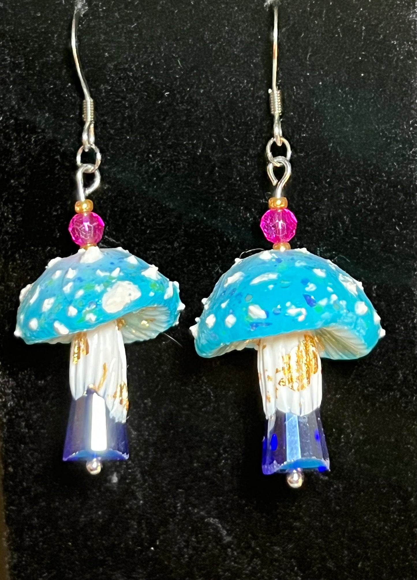 Blue Crystal Shroom Earring