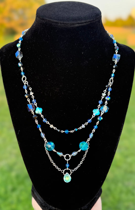 Blue Swarovski Beaded Necklace